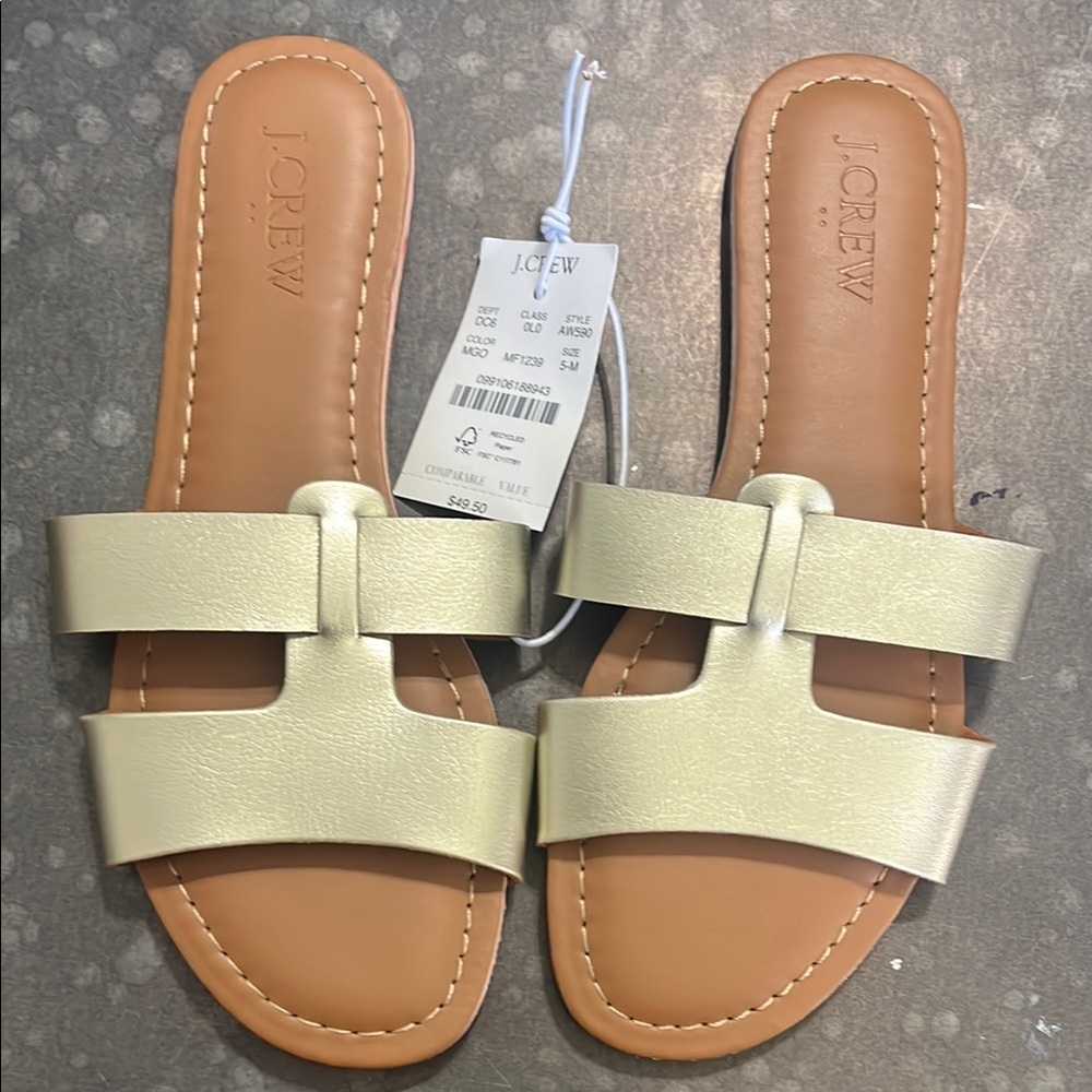 J. Crew Women's Gold Slide Sandals size 5!